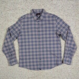 UNTUCKit Button Up Shirt Mens LARGE Slim Fit Wrinkle Free Pocket Plaid Gray/Blue